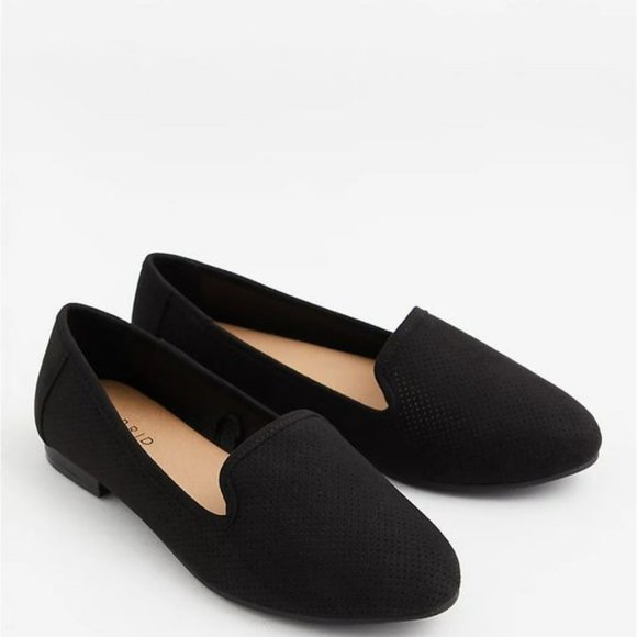 Torrid Black Faux Suede Perforated Loafers - Picture 1 of 8